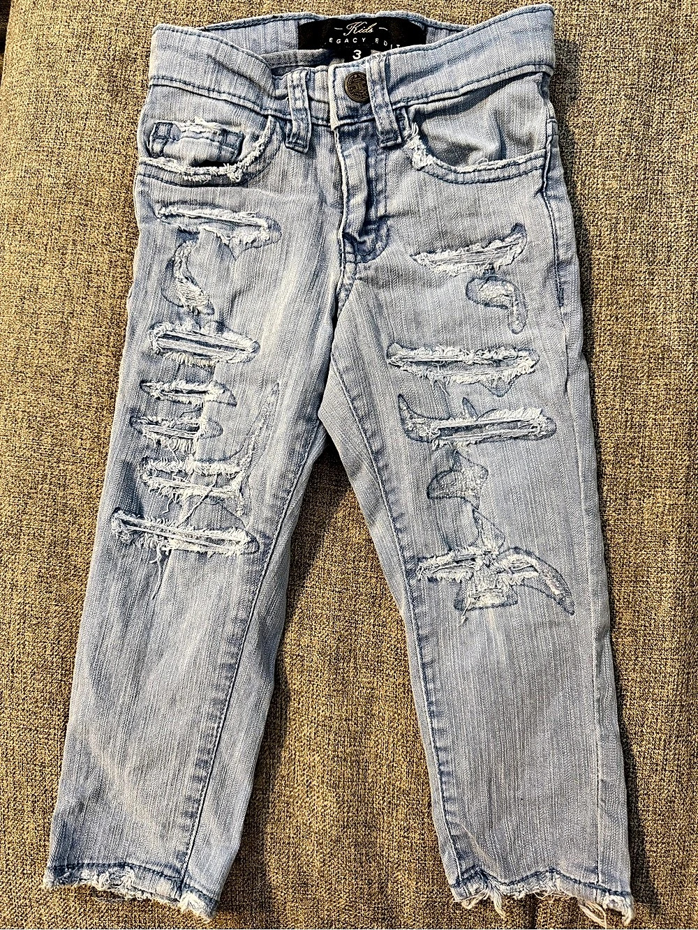 Jordan Craig Legacy Edition Distressed Jeans Blue Boys Size 3 VGUC Adjust Waist
